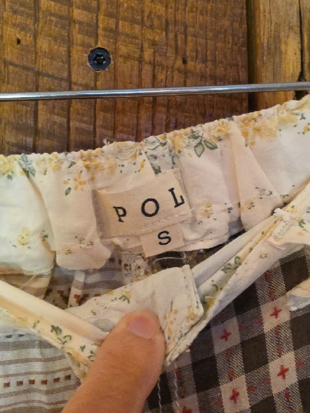 040p POL Patchwork A-Line Tiered Maxi Pants in Cream and Brown - Picture 2 of 14